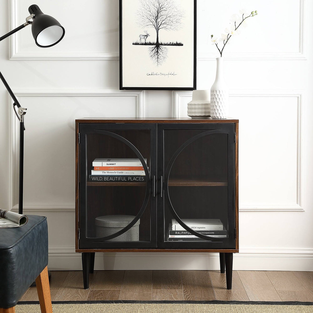 Metal and Glass Door Accent Console R498