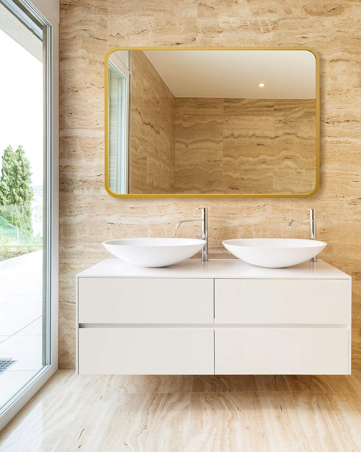 24 x 36 Inch Gold Wall-Mounted Mirror J8130