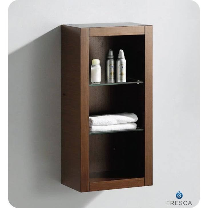 Gray Oak Bathroom Linen Side Cabinet with 2 Glass Shelves X891