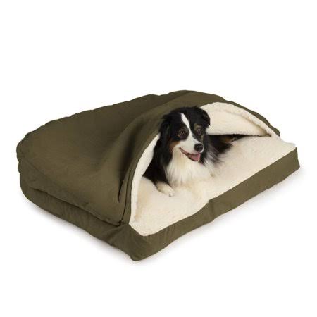 Rectangle Cozy Cave Dog Bed Medium Olive Green Q128