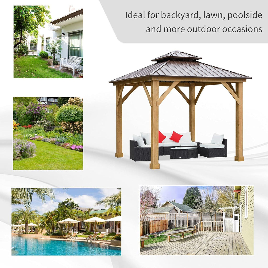 10x10 Hardtop Gazebo with Wooden Frame S567