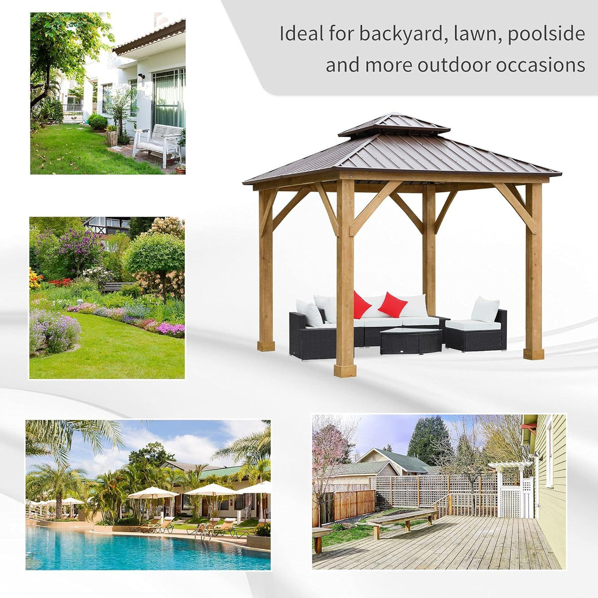 10x10 Hardtop Gazebo with Wooden Frame S567