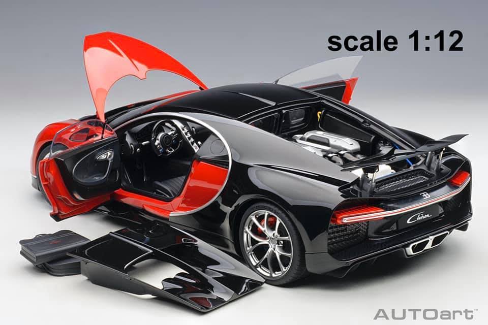 1:12 Scale Italian Red Nocturne Black Bugatti Chiron D6671
