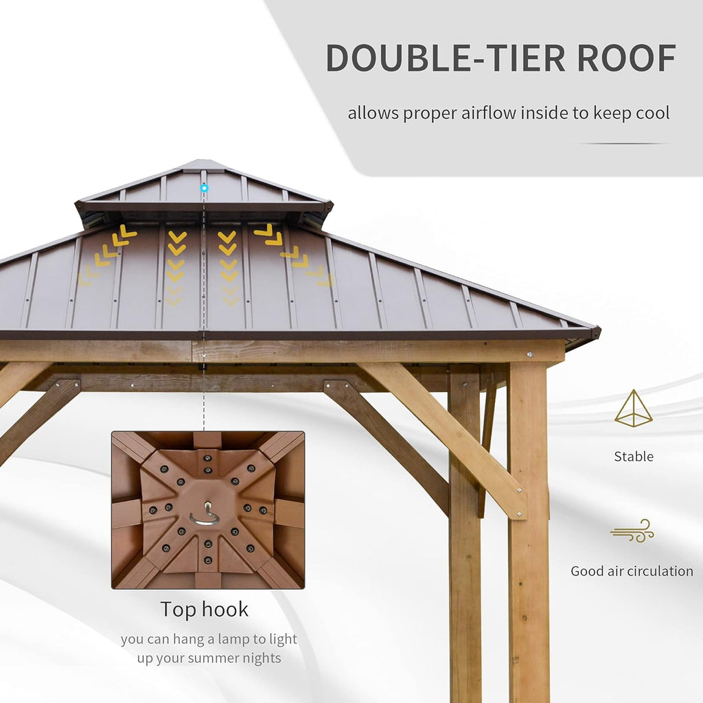 10x10 Hardtop Gazebo with Wooden Frame S567