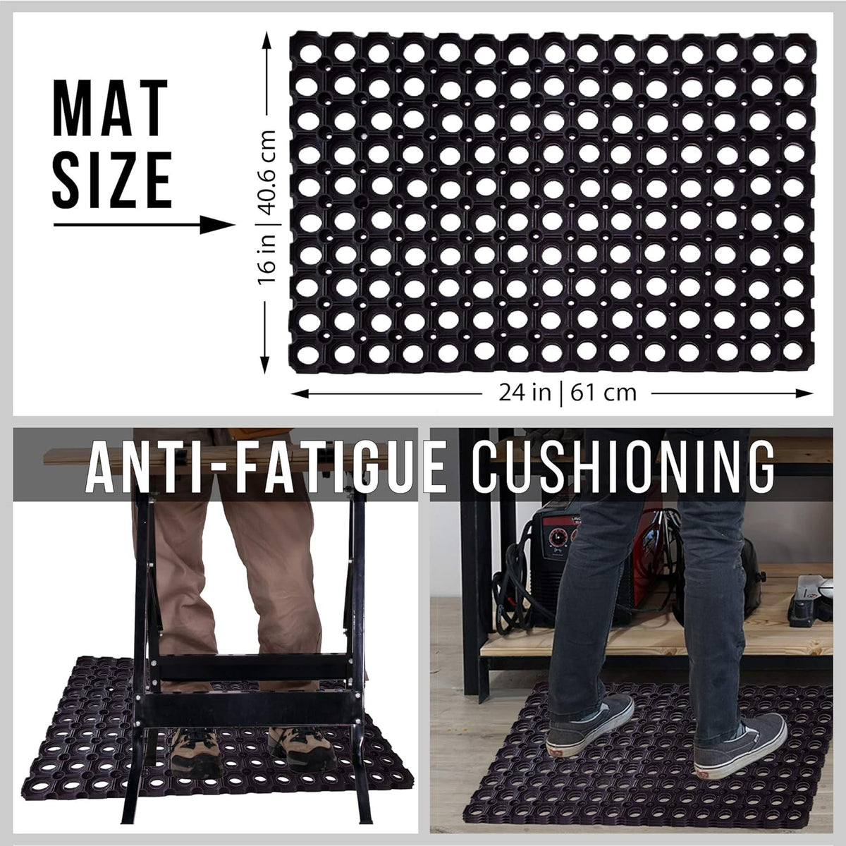 Interlocking Rubber Drainage Floor Mat 24 x 16 inches 12 Mats M803