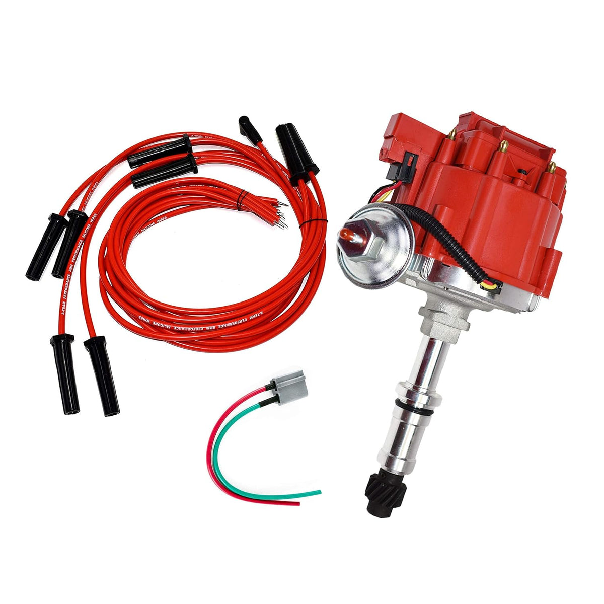 HEI Distributor, 8.0mm Spark Plug Wires, and Battery-Pigtail Harness Kit I537