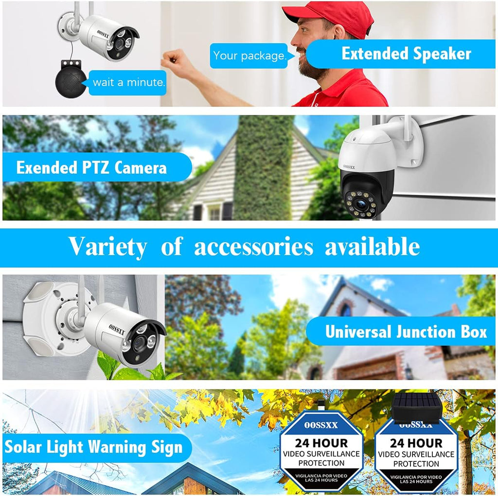2K Wireless Security Camera System with 2TB Hard Drive, 4Pcs Outdoor Cameras T91711