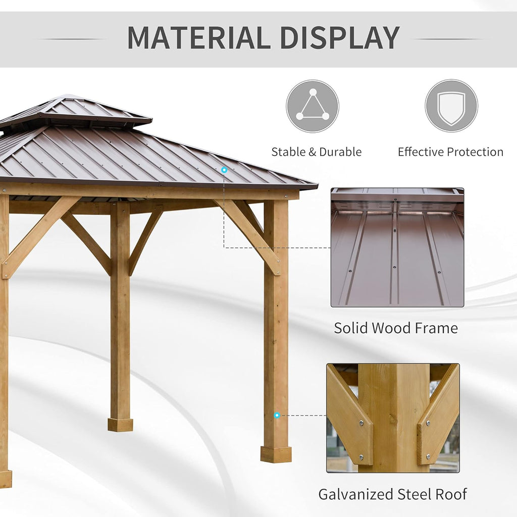 10x10 Hardtop Gazebo with Wooden Frame S567