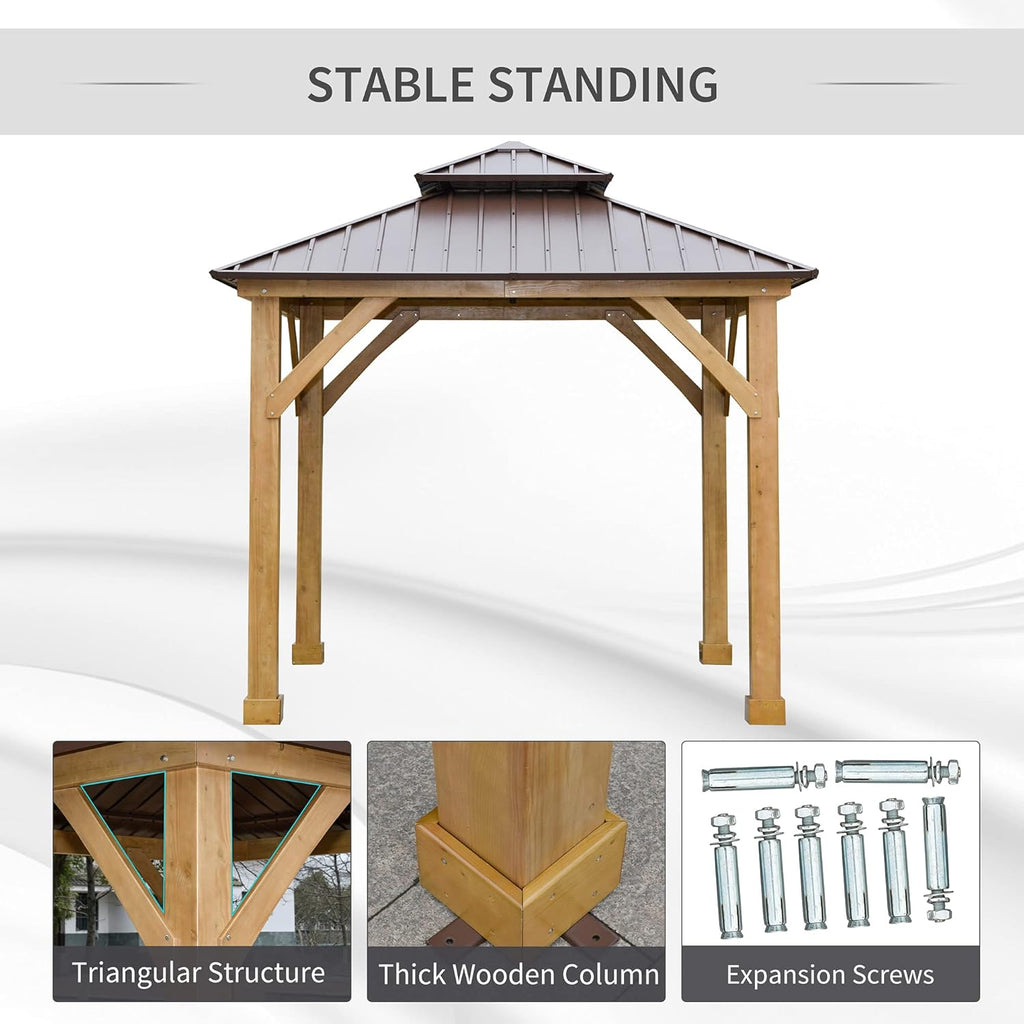 10x10 Hardtop Gazebo with Wooden Frame S567