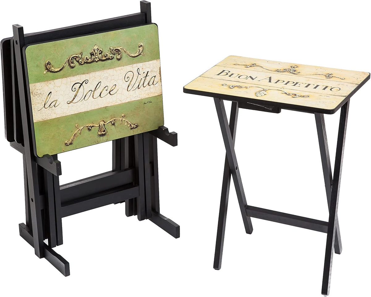 Farmhouse TV Trays with Stand, Set of 4 H8841