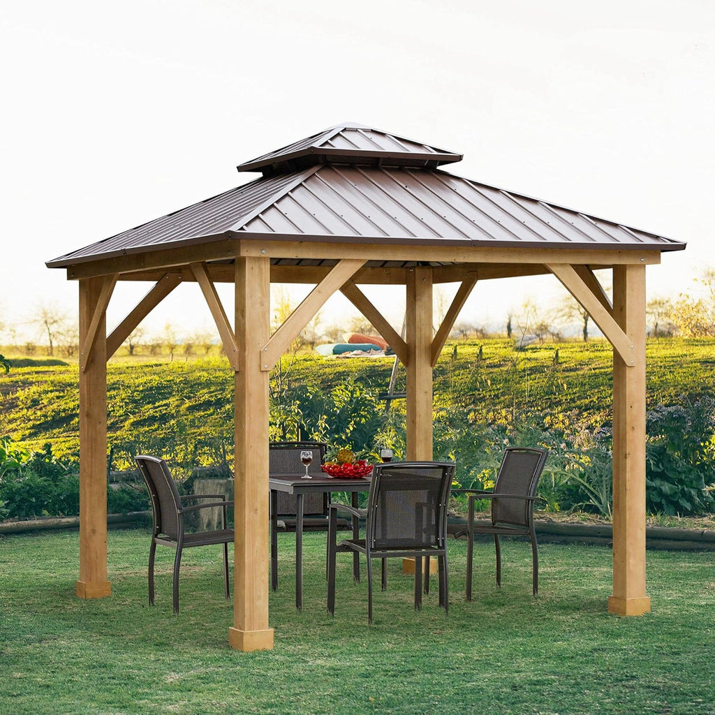 10x10 Hardtop Gazebo with Wooden Frame S567