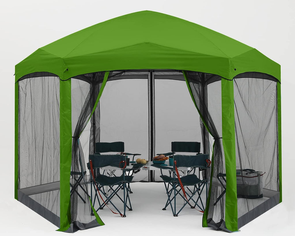 Pop Up 6 Sided Instant Screened Canopy Tent 12x10Ft White H660