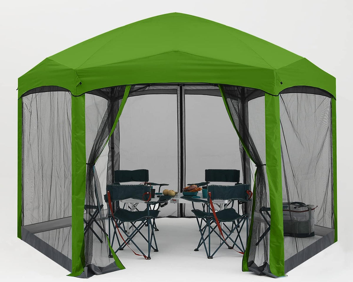 Pop Up 6 Sided Instant Screened Canopy Tent 12x10Ft White H660