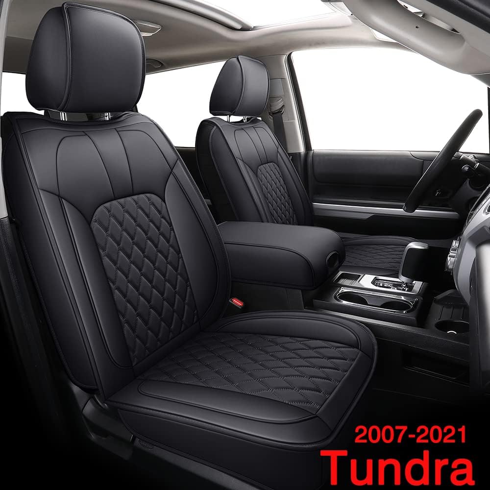 Black Red Full Set Water Proof Faux Leather Car Seat Covers I451