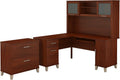 L Shaped Desk with Hutch and Lateral File Cabinet S129