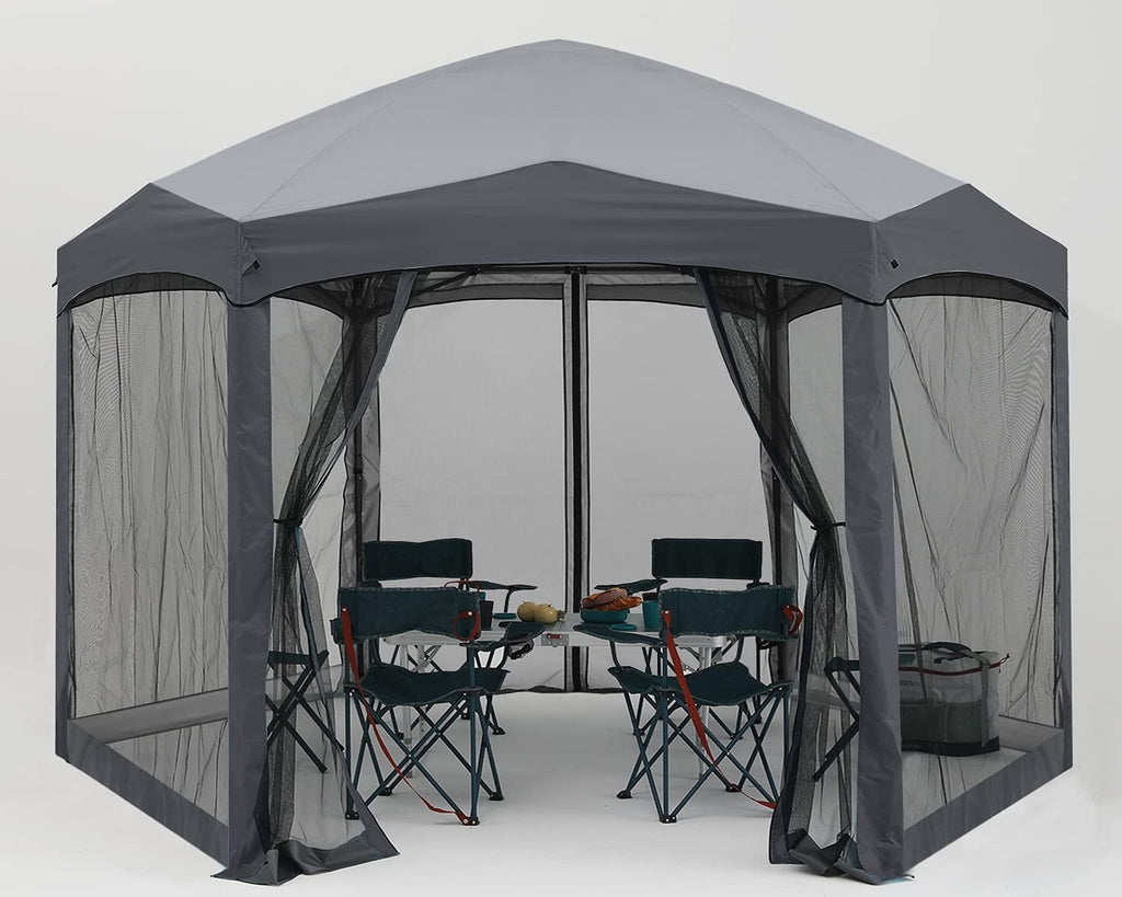 Pop Up 6 Sided Instant Screened Canopy Tent 12x10Ft White H660