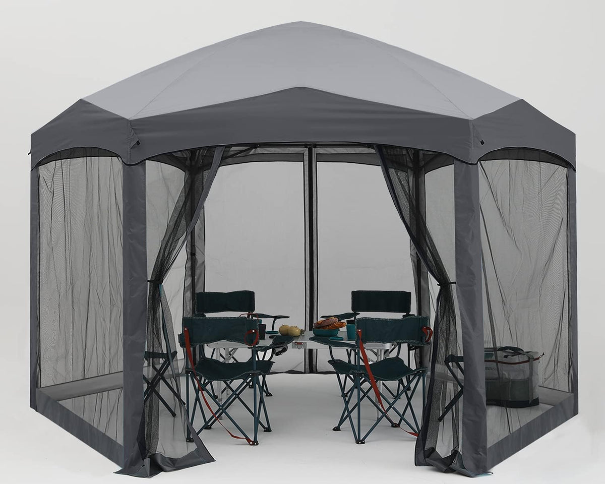 Pop Up 6 Sided Instant Screened Canopy Tent 12x10Ft White H660