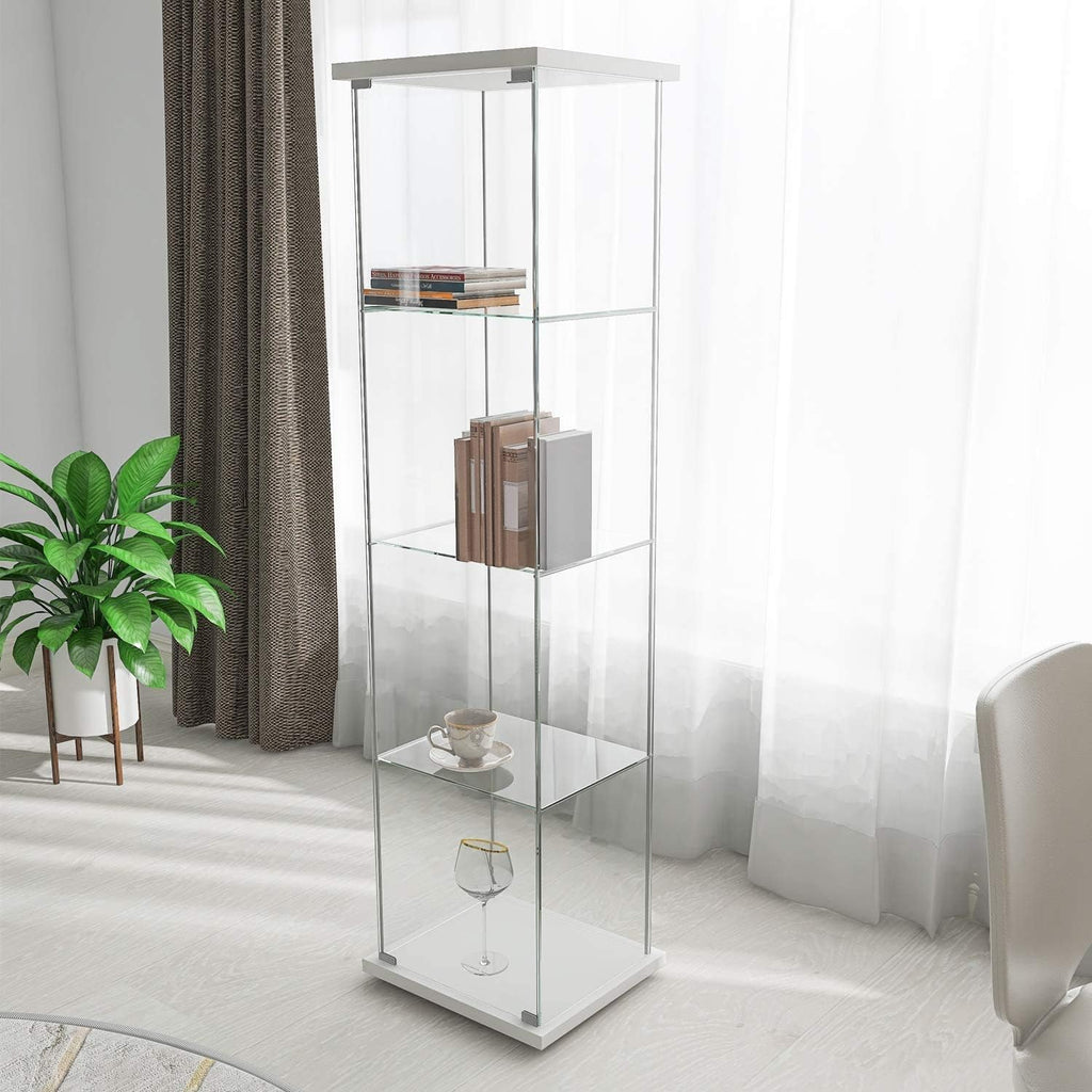 4-Shelf Glass Display Cabinet with Door X6651