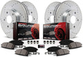 Front and Rear Carbon Fiber Brake Pads with Drilled & Slotted Brake Rotors Kit M438112