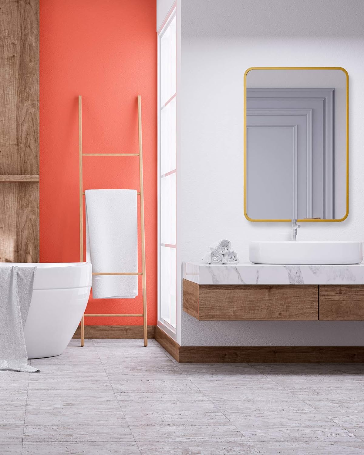 24 x 36 Inch Gold Wall-Mounted Mirror J8130