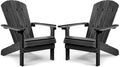 Black Plastic Adirondack Chairs Set of 2 J9475