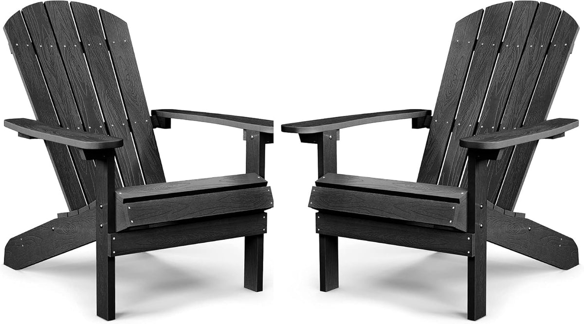 Black Plastic Adirondack Chairs Set of 2 J9475