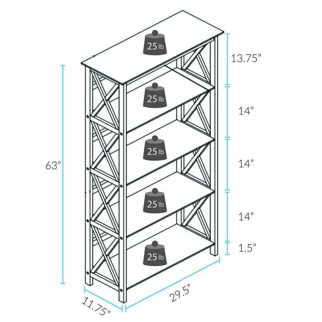Walnut 5-Shelf Bookcase G239