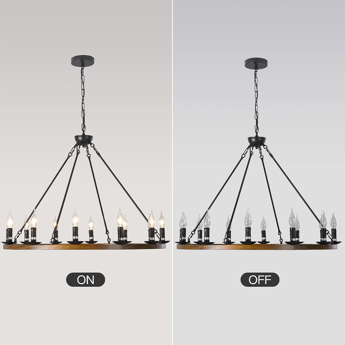 8-Lights Wagon Wheel Chandelier F99791
