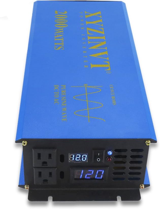 2000W Pure Sine Wave Power Inverter 12V to 120V with Remote T7254