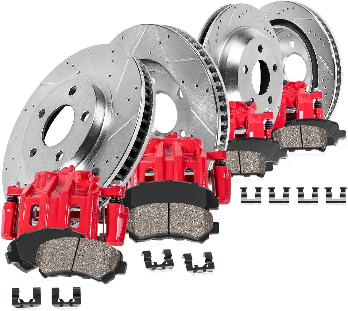 Powder Coated Red Calipers Zinc Plated Rotors Ceramic Pads Q3190