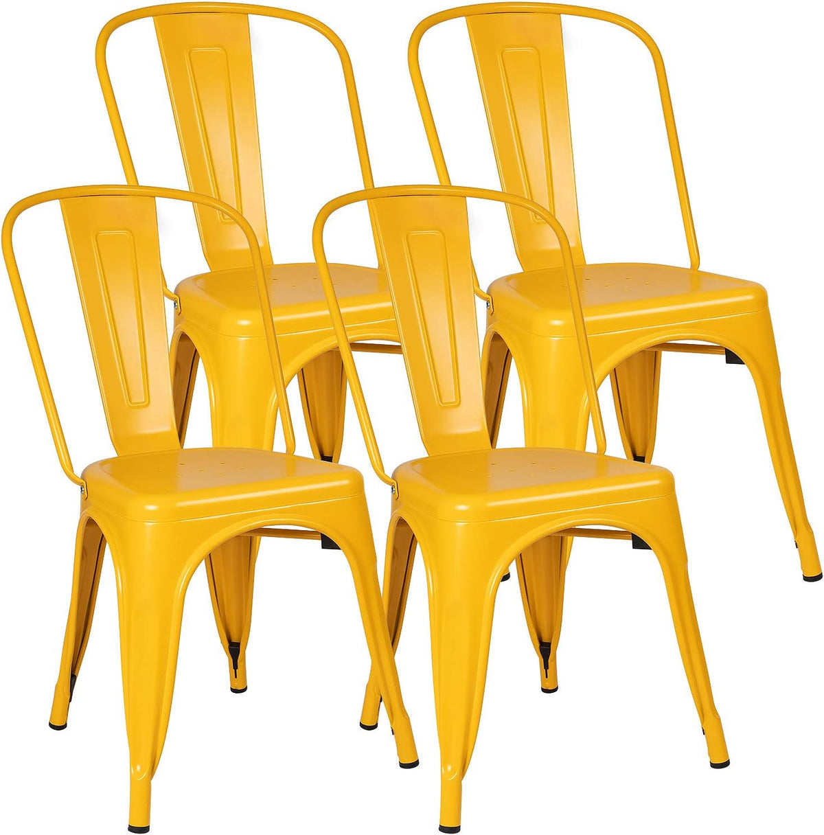 Grey Metal Stackable Dining Chairs Set of 4 L11337