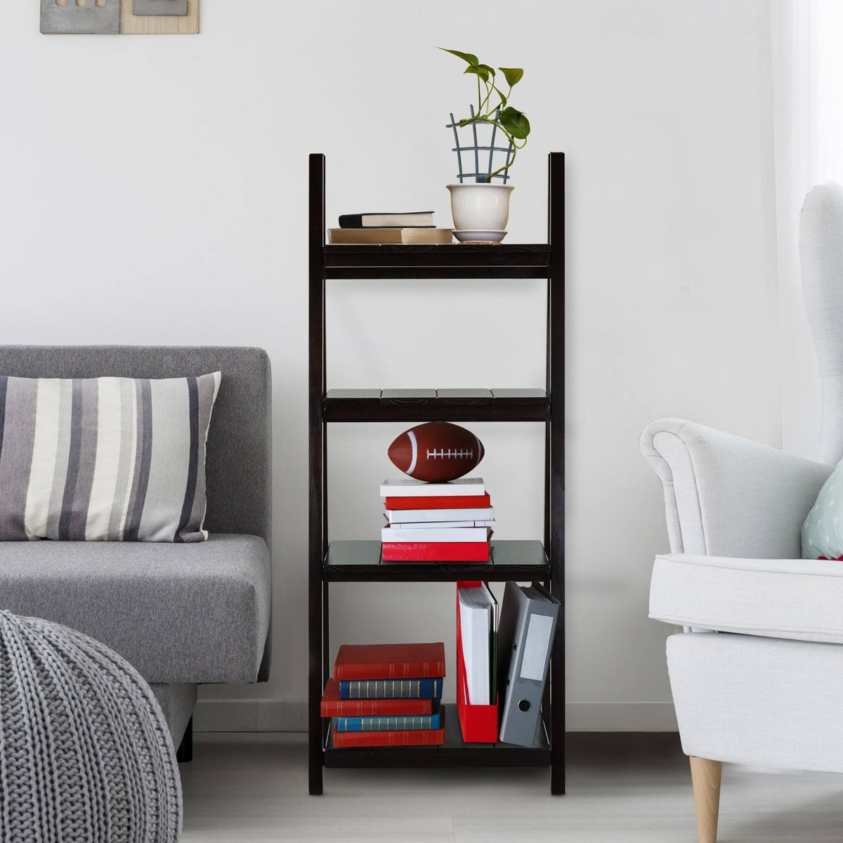 Warm Brown 4 Shelf Folding Bookcase C12255
