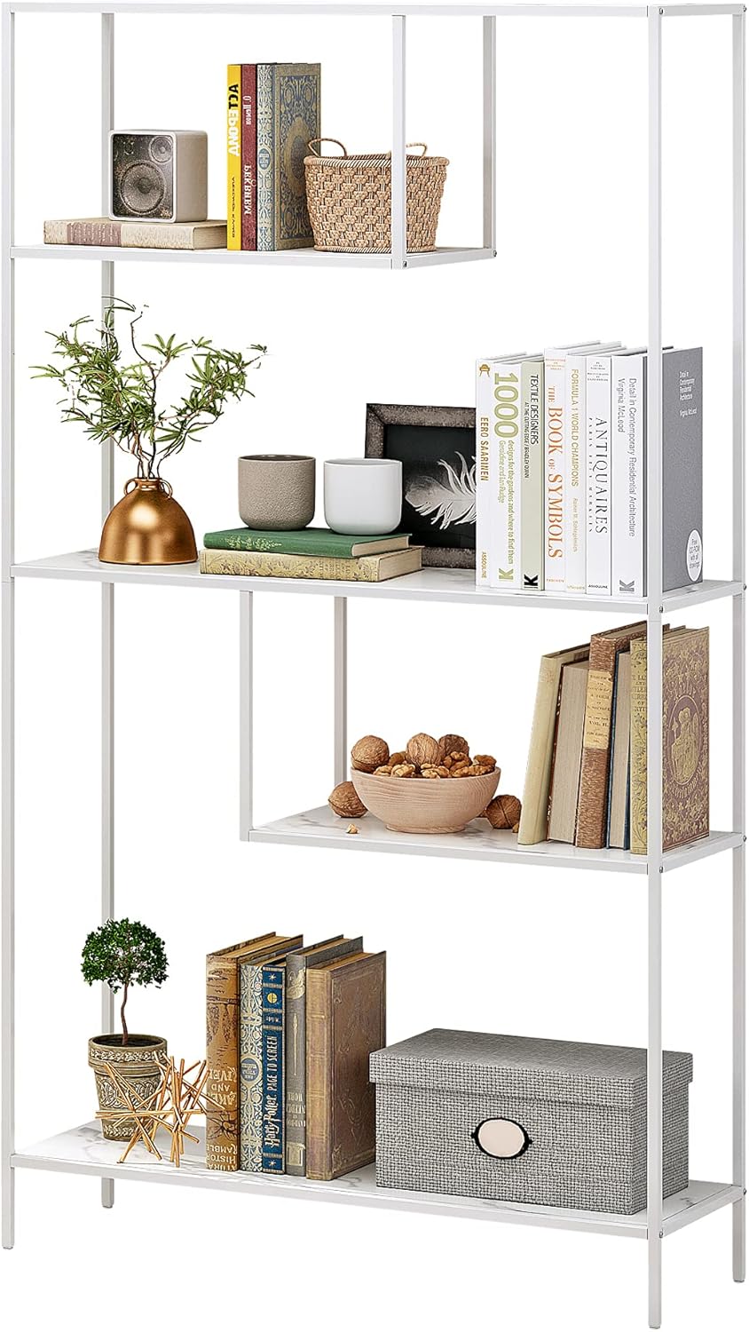5-Tier White Bookshelf Storage Organizer N76120