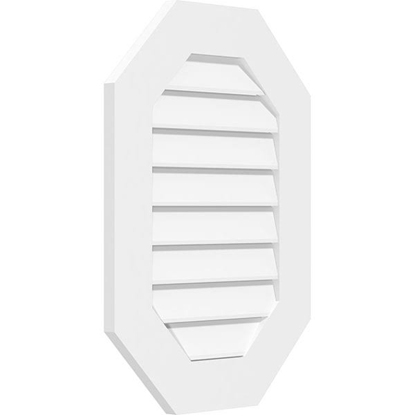 26x22W x 38x22H Vertical Elongated Octagon Surface Mount PVC Gable Vent C636