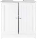 White Floor Pedestal Bathroom Storage Cabinet with 2 Doors C39388