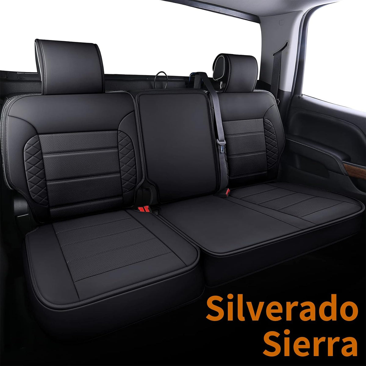 Gray Water Proof Faux Leather Seat Covers Full Set N3338