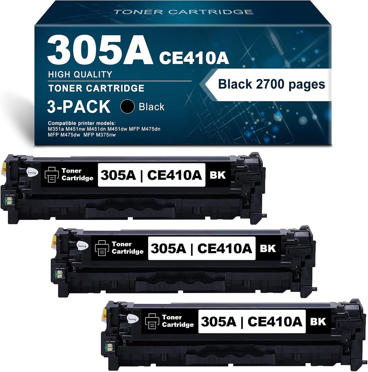 305A Toner 3 Pack Remanufactured Ink Cartridge Replacement M146