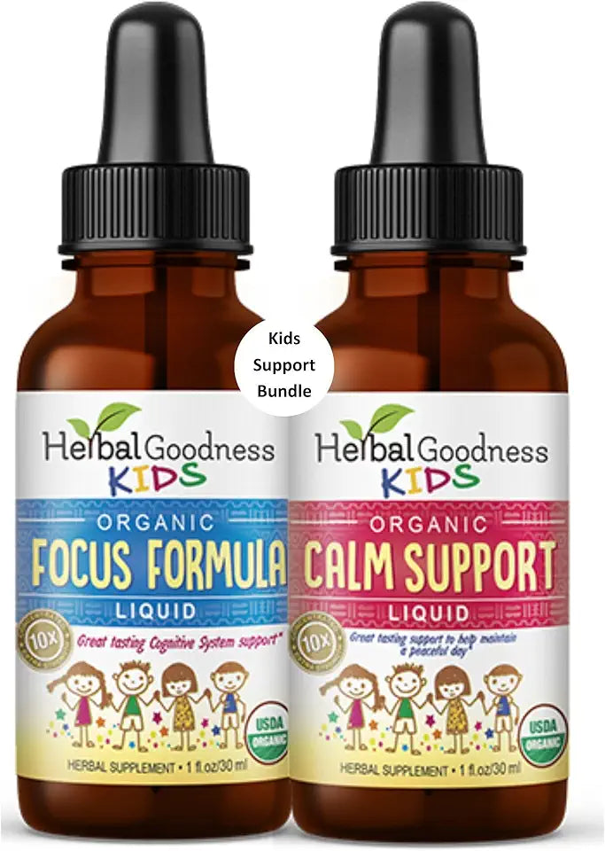Kids Focus and Attention Supplement 1oz and Kids Calm Support 1oz Bundle E4544
