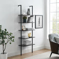 5 Tier Black Wall Mount Bookshelf B133