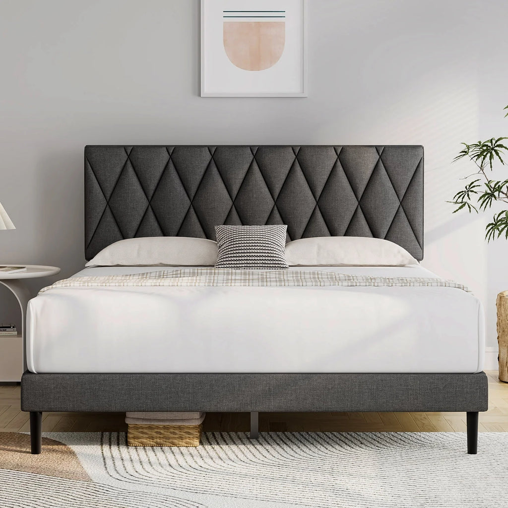 Queen Size Upholstered Platform Bed Frame V93488
