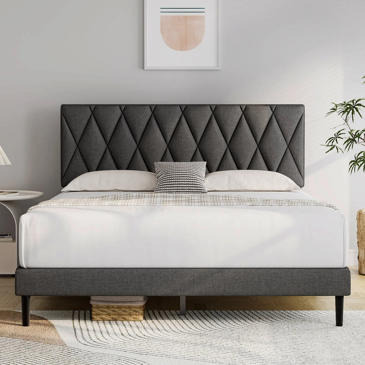 Queen Size Upholstered Platform Bed Frame V93488