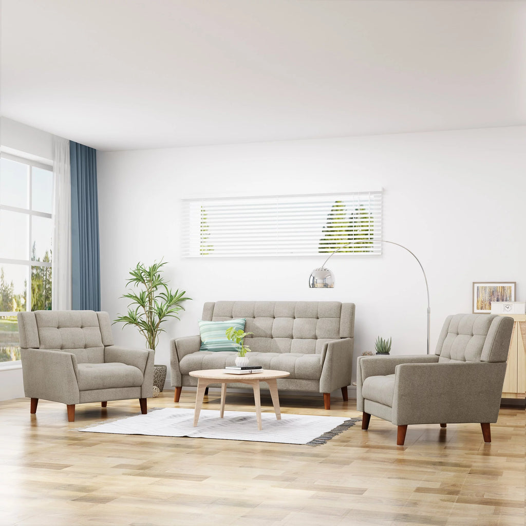 Dark Grey Fabric Arm Chair and Loveseat Set Q1735