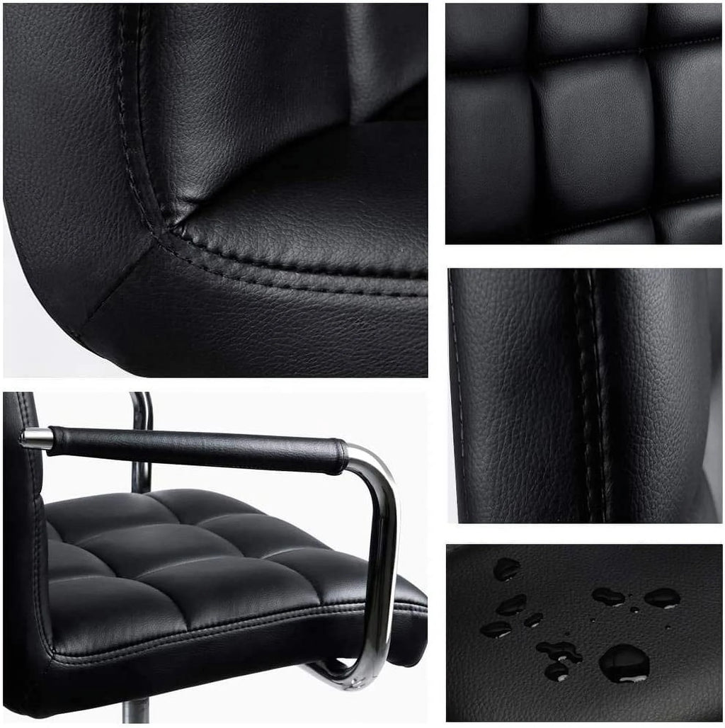 Black Faux Leather Desk Chair with Arms X922365