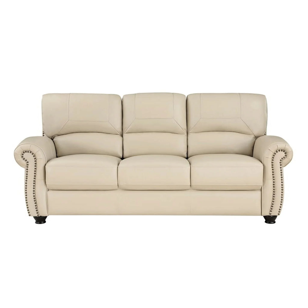 Leather 2-Piece Upholstered Sofa Set in Cream H578