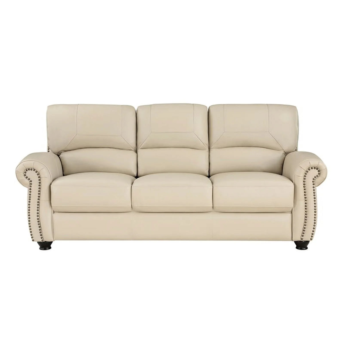 Leather 2-Piece Upholstered Sofa Set in Cream H578