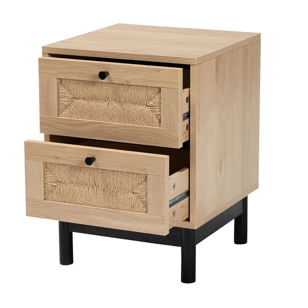 2-Drawer Mid-Century Wood End Table R218