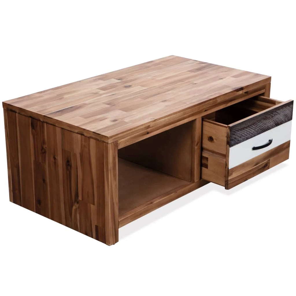 Wooden Coffee Table with Storage Drawer and Shelf S9989