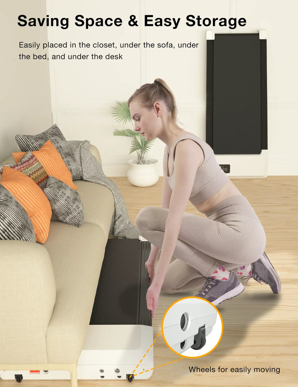 2.5Hp Walking Pad Under Desk Treadmill with Remote Control and LED Display Z144