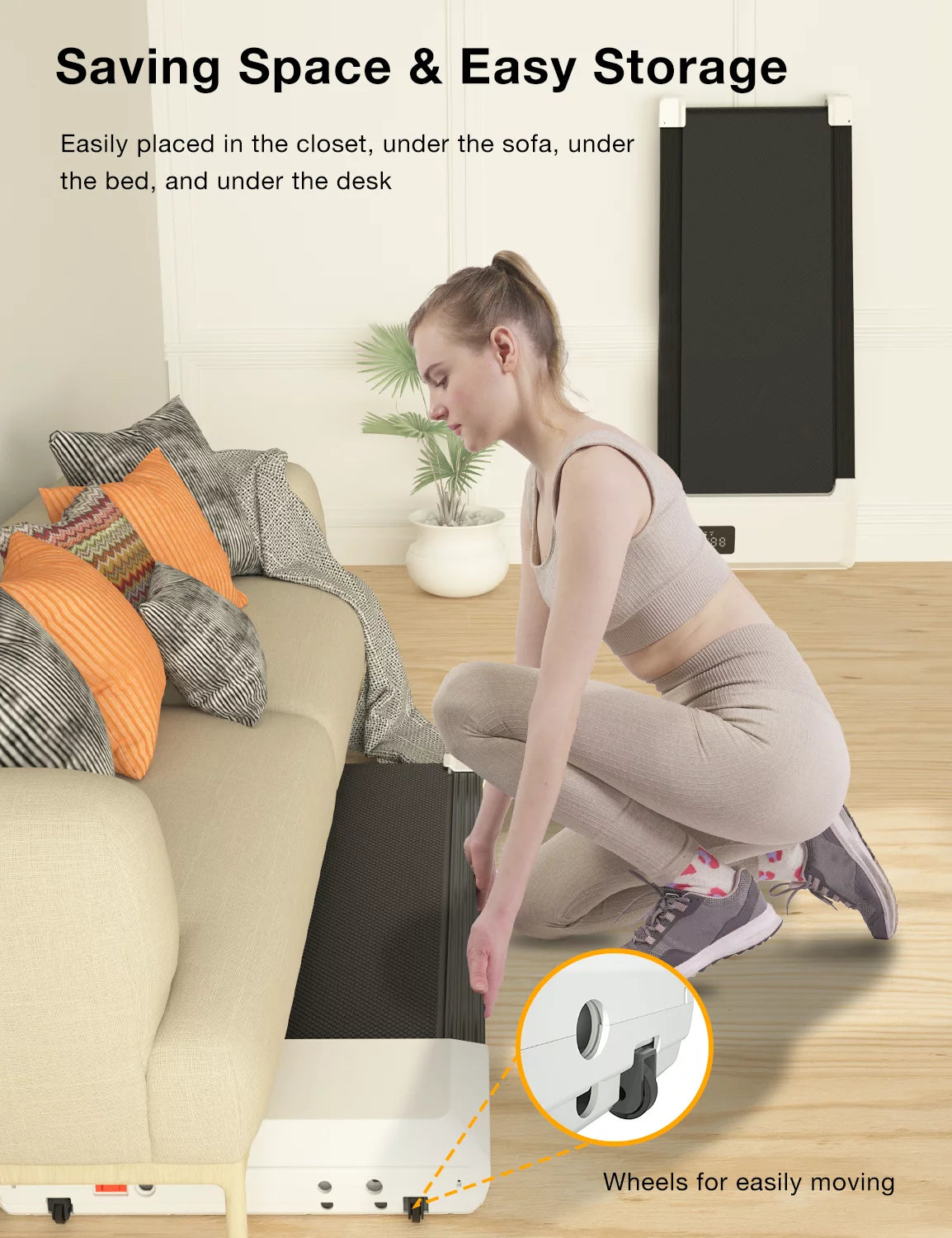 2.5Hp Walking Pad Under Desk Treadmill with Remote Control and LED Display Z144