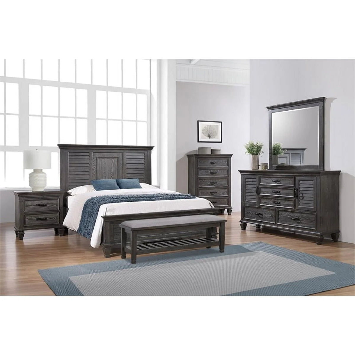 Wood Eastern King Panel Bed C361